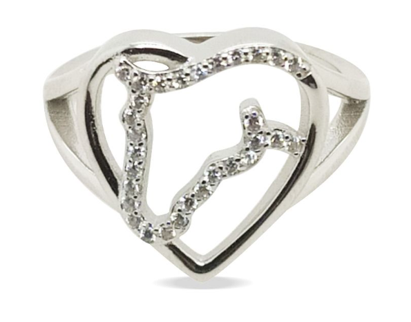 Ring Sterling Silver Horse In Heart