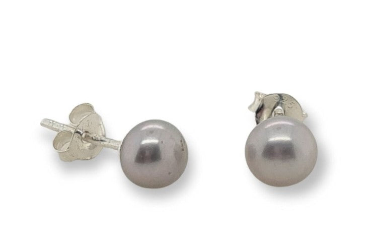 Studs Sterling Silver and Silver 9mm Pearl
