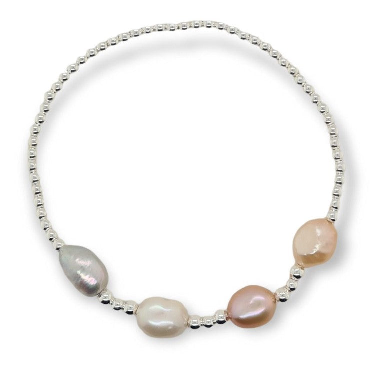 Bracelet Sterling Silver and Pearl Stretch
