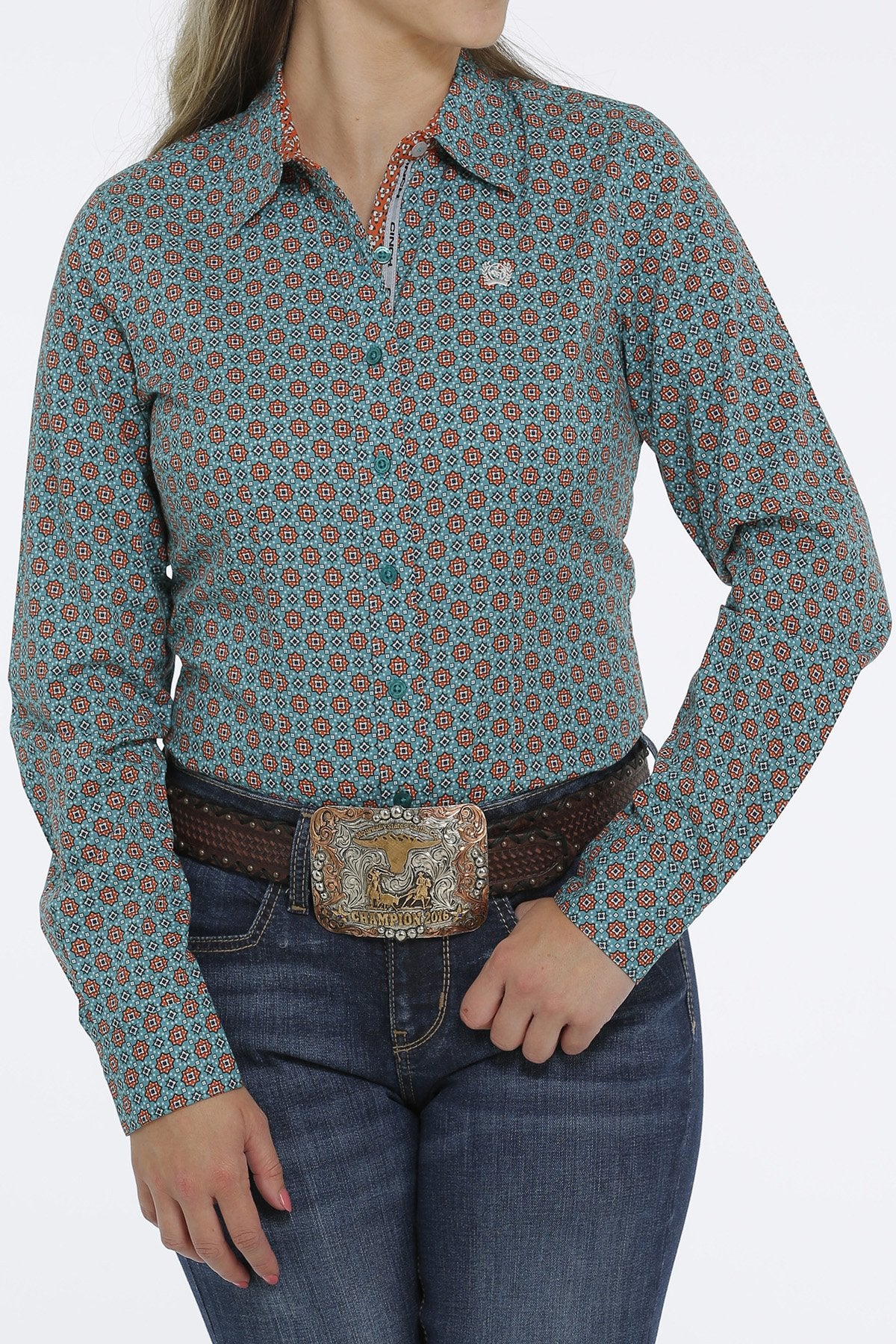 Cinch Wmns Button Down Western Shirt - Black Friday Sale