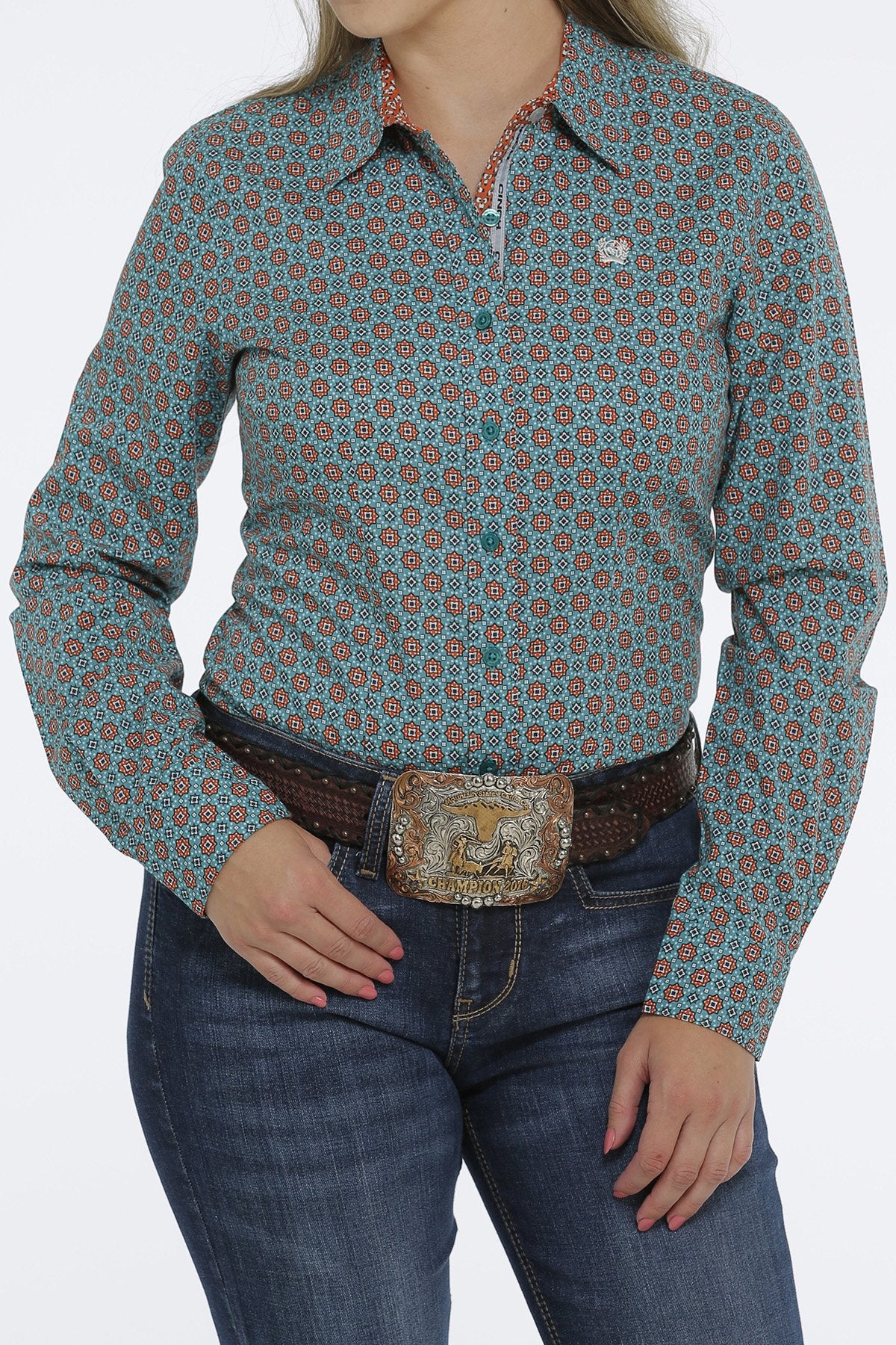 Cinch Wmns Button Down Western Shirt - Black Friday Sale
