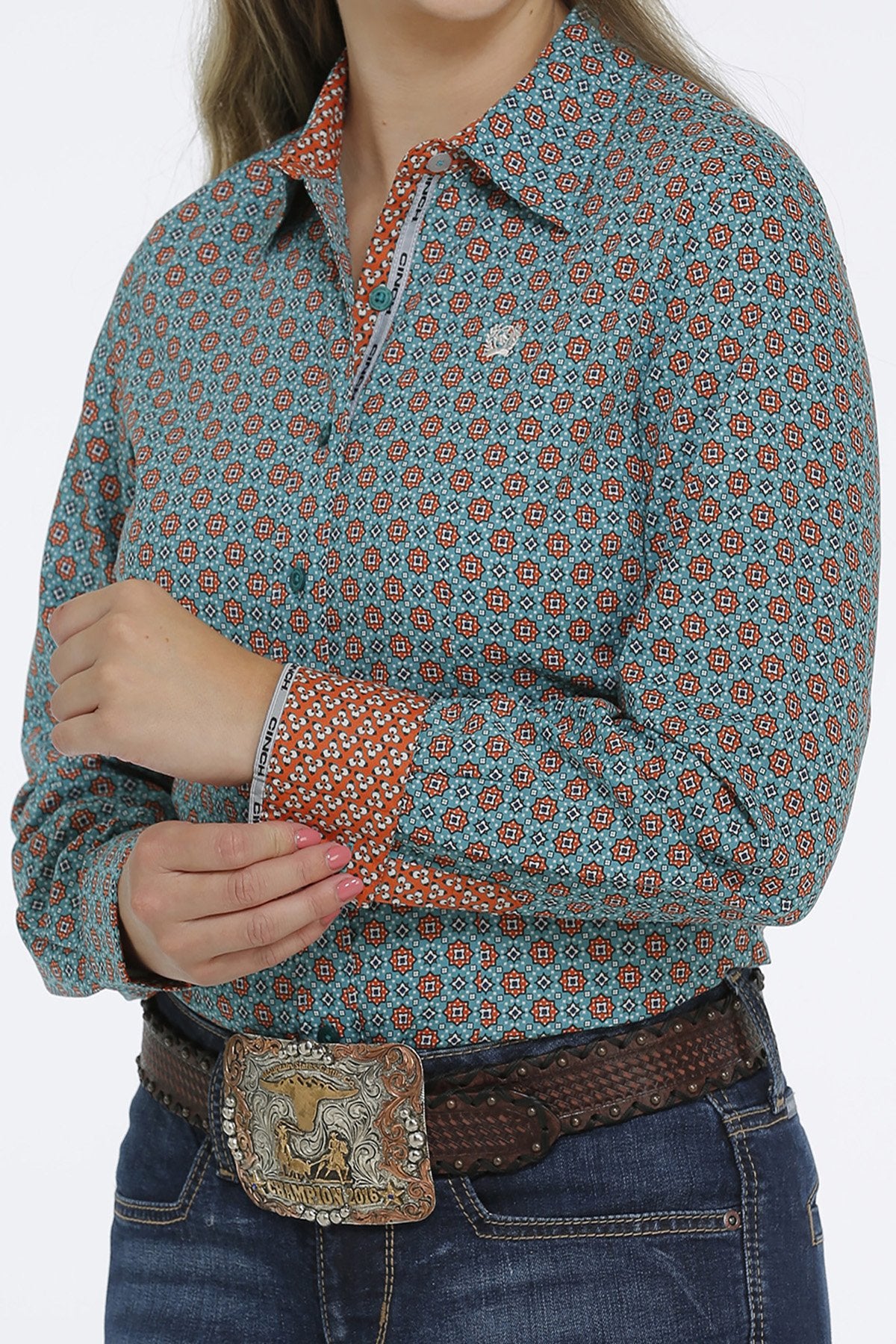 Cinch Wmns Button Down Western Shirt - Black Friday Sale