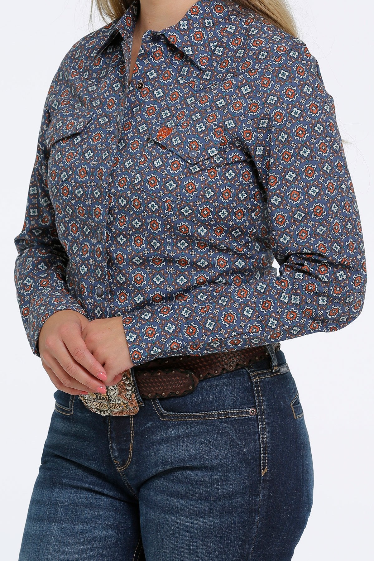 Cinch Wmns Button Down Western Shirt - Black Friday Sale