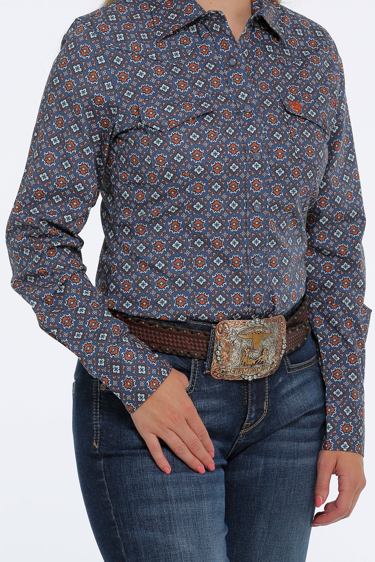 Cinch Wmns Button Down Western Shirt - Black Friday Sale