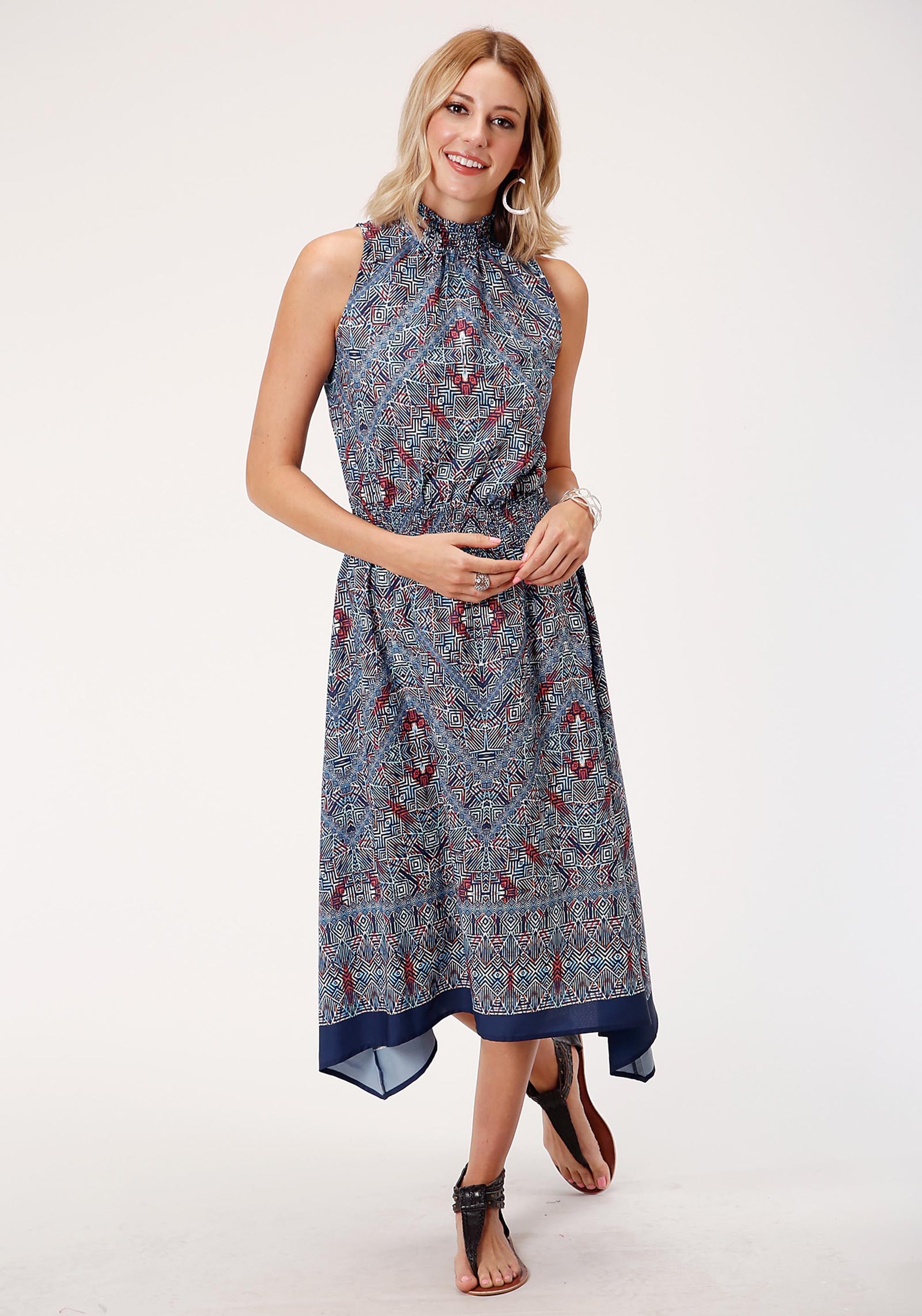 Roper Wms Studio West Colleciton Dress Blue