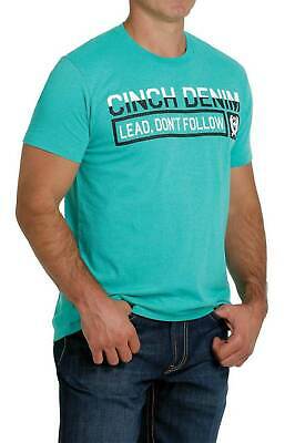Cinch Mens Turquoise And Grey Logo Mens Tee
