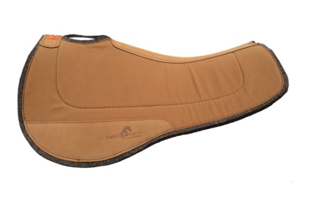 Toprail Saddle Pad - Contoured Wool Felt with Leather wear Pads Tan 12mm