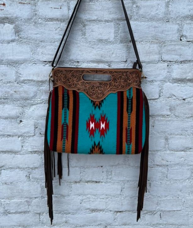 The Design Edge Turquoise Tooled Saddle Blanket Bag