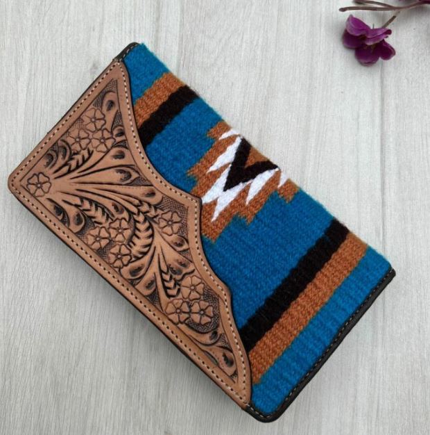 The Design Edge Blue Saddle Blanket Slim Wallet - EOFY Sale