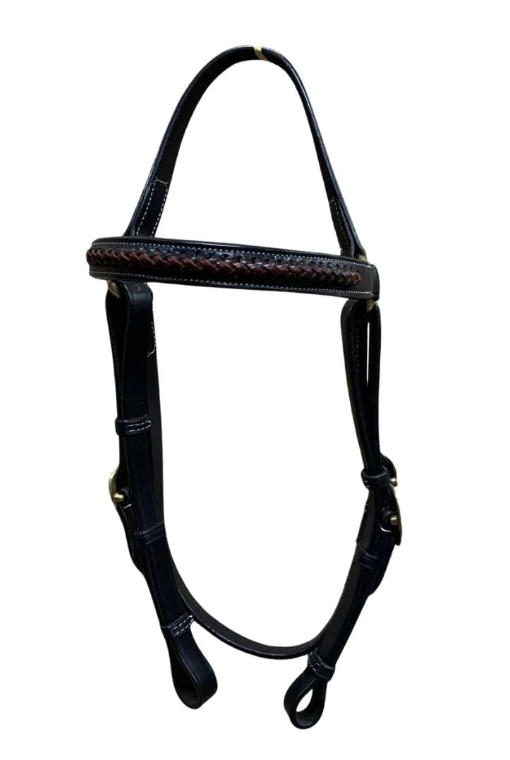 Toprail Bridle With Raised Plait Leather Dark Brown