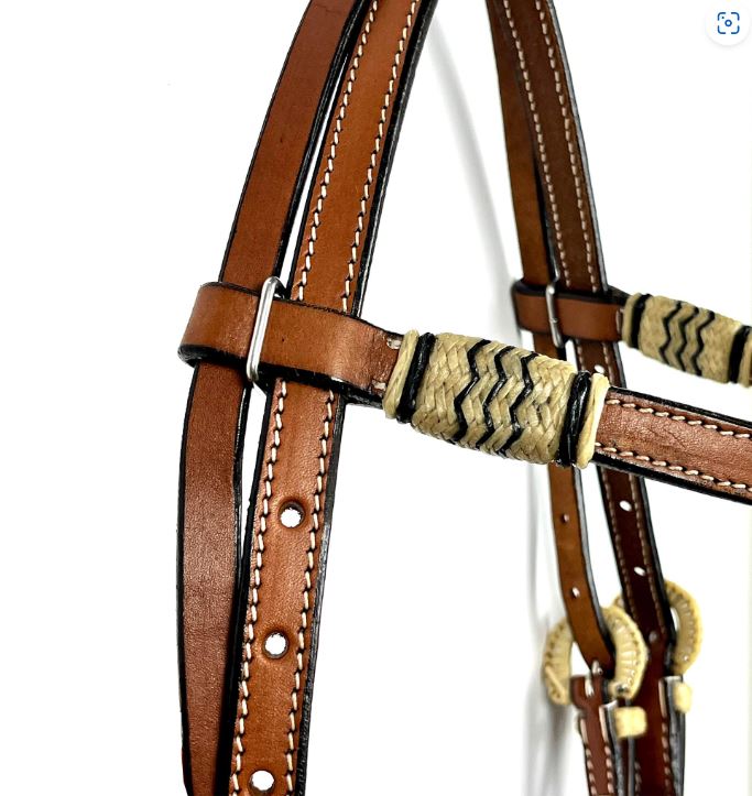 Ezy Ride Bridle Brow with Rawhide Knots and Buckles