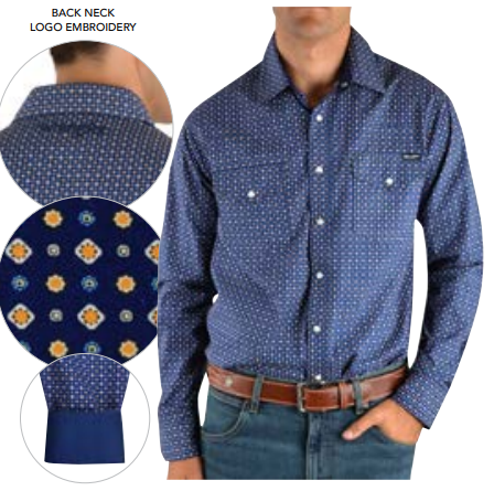 Wrangler Mens Milton Print Western LS Shirt