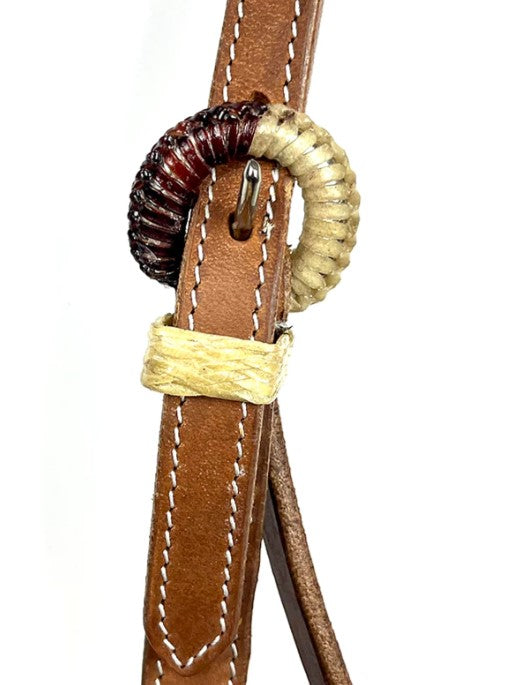 Ezy Ride Bridle Brow Harness Leather with Rawhide Plaited Brow and Buckles